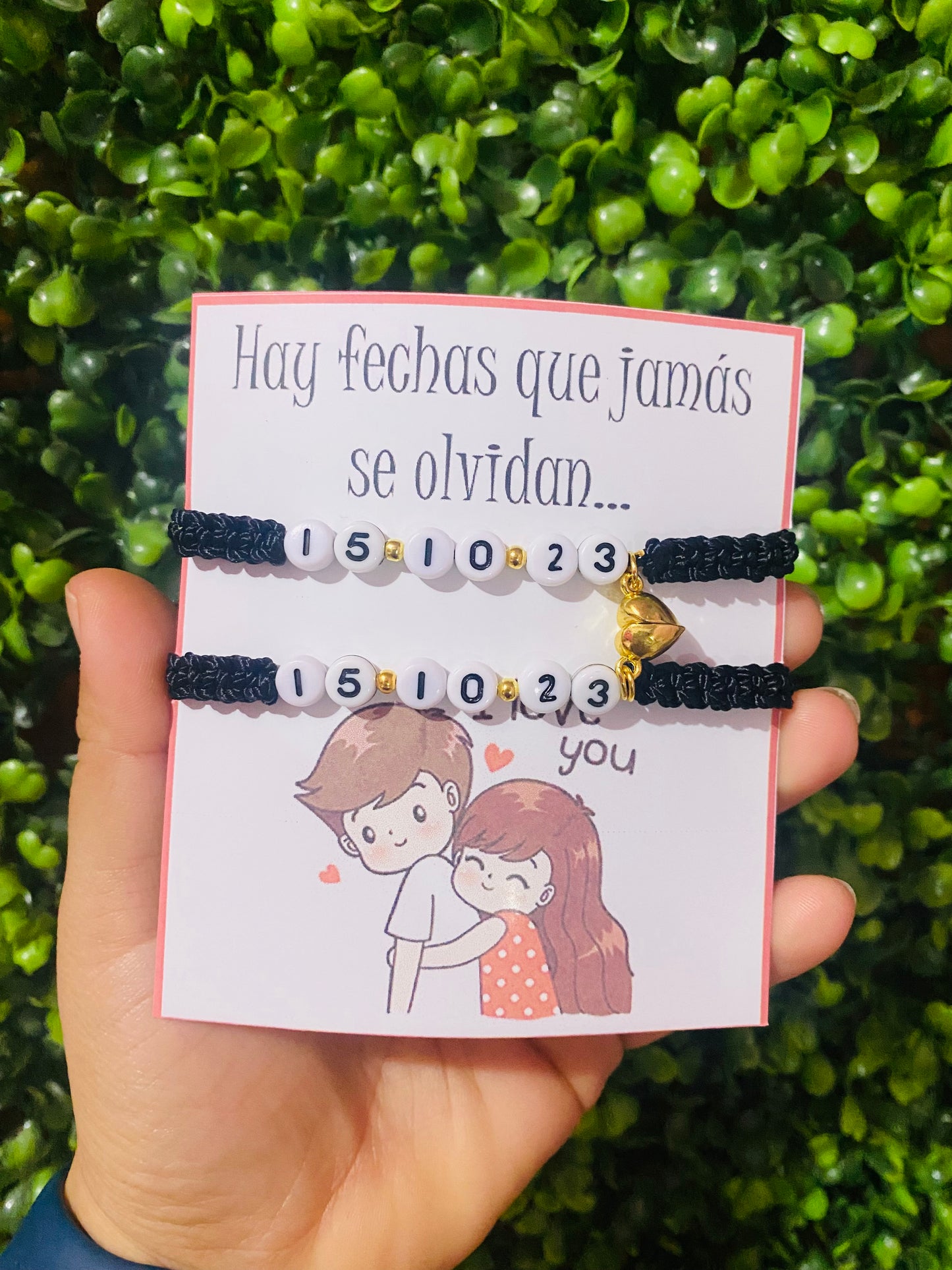 Dúo de pulseras con fecha personalizada